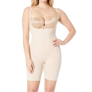 NWT Spanx Thinstincts Open Bust Mid Thigh Bodysuit Large